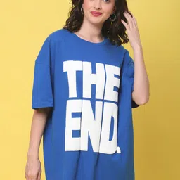 DOOR74 Typography Printed Loose Cotton T-shirt-picture-33