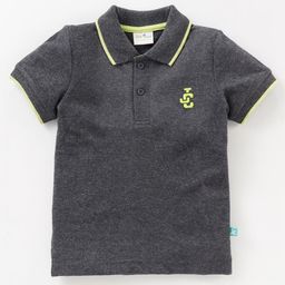 JusCubs Boys Charcoal Polo Collar T-shirt-image-90