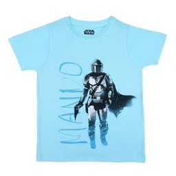Star Wars by Wear Your Mind Boys Blue Mando Printed T-shirt-image-72