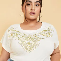 max Plus Size Ethnic Motifs Printed T-shirt-64