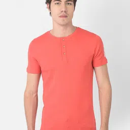 Numero Uno Slim Fit Henley Neck Short Sleeves Cotton T-shirt-image-26