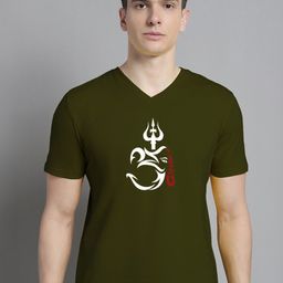 FBAR Printed V-Neck Short Sleeves Cotton T-shirt-image-70