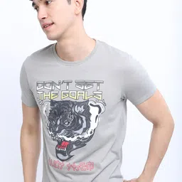 KETCH Men Grey Printed Slim Fit T-shirt-image-7