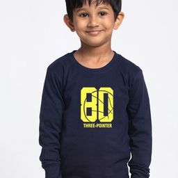Friskers Boys Navy Blue Typography Printed Applique Slim Fit T-shirt-image-95