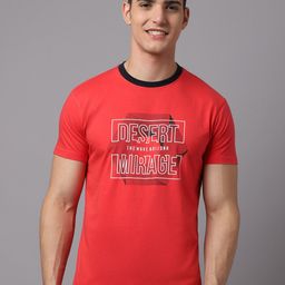 Rodamo Men Red Typography Printed Slim Fit T-shirt-image-98