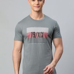 Rodamo Men Grey Typography Printed Slim Fit T-shirt-image-4