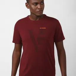 Van Heusen Flex Men Maroon Typography Printed Cotton Slim Fit Sports T-shirt-image-55