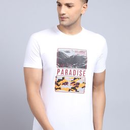 Rodamo Men White Printed Slim Fit T-shirt-image-45