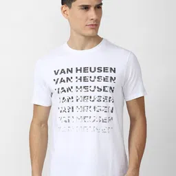 Van Heusen Flex Men White Typography Printed Slim Fit Sports T-shirt-image-52