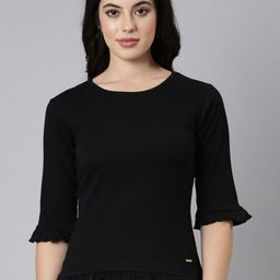 TWIN BIRDS Women Raw Edge Slim Fit T-shirt-image-43