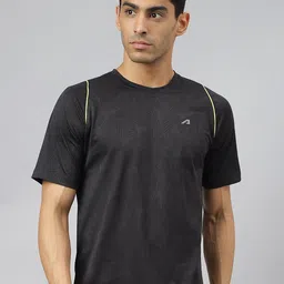Alcis Men Jacquard Mesh Anti-Static Slim-Fit Round Neck Training T-Shirt-picture-0
