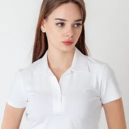Zink London Polo Collar Slim Fit Crop T-shirt-image-81