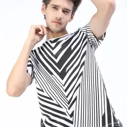 KETCH Men Black Striped Slim Fit T-shirt-image-17