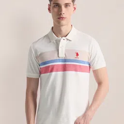 U.S. Polo Assn. Men Striped Printed Polo Collar Slim Fit T-shirt-image-64