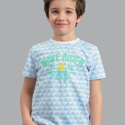 Beverly Hills Polo Club Boys White & Blue Printed Applique T-shirt-image-48