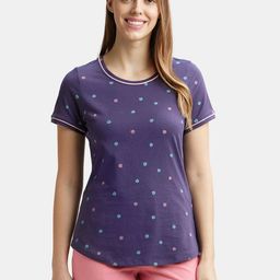 Jockey Women Blue Printed Cotton T-shirt-image-40
