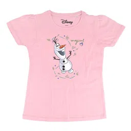 Frozen Girls Pink Frozen Printed Round Neck Pure Cotton T-shirt-image-62