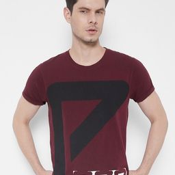 Pepe Jeans Men Burgundy Typography Printed T-shirt-image-31