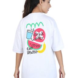 ZU Typography Printed Drop-Shoulder Sleeves Cotton Longline Oversized T-shirt-image-85