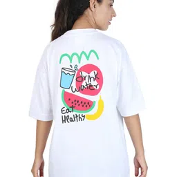 ZU Oversized Relaxed Fit Round Neck Half Sleeves T-shirt-image-0