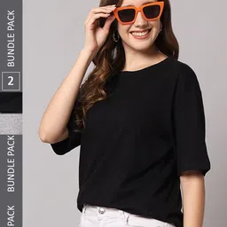 Funday Fashion Pack Of 2 Cotton Oversized T-shirts-image-75