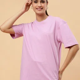 PockMAN Women Round Neck Drop Shoulder Cotton Oversized T-shirt-picture-26