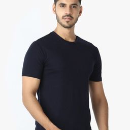 LE BOURGEOIS Men Navy Blue Round Neck Cotton Pure Cotton T-shirt-image-48