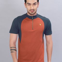 Technosport Colourblocked High Neck Antimicrobial T-shirt-image-84