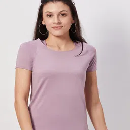 SEEQ Women Lavender Moisture Wicking Slim Fit Training or Gym T-shirt-picture-27