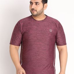 CHKOKKO Plus Men Magenta Self Design Dri-FIT Training or Gym T-shirt-image-94