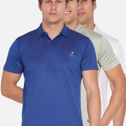 ARMISTO Men Pack Of 3 Blue & Green Polo Collar Dri-FIT Training or Gym T-shirt-image-94