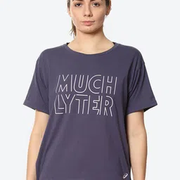 ASICS Women Blue Typography Printed Training or Gym T-shirt WOHERITAGE FONT GRAPHIC 4-image-93
