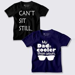 BE AWARA Kids Black & Navy Blue Pack Of 2 Typography Printed T-shirt-image-4