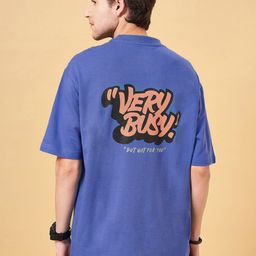 People Blue Typography Printed Cotton Boxy T-shirt-image-80