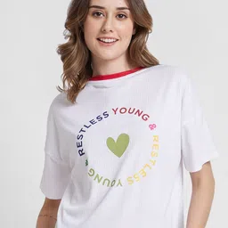 SPYKAR Typography Printed Cotton Boxy Fit T-shirt-image-55