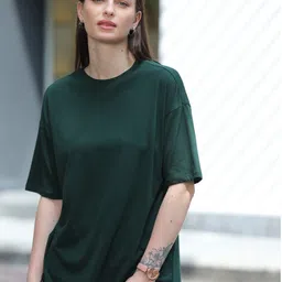 TITTLI Drop Shoulder Sleeves Pure Cotton Oversized T-shirt-image-73
