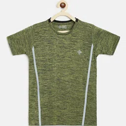 CHIMPRALA Boys Olive Green Striped Sports T-shirt-image-13