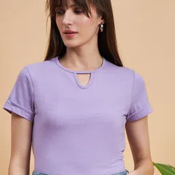MINT STREET Round Neck Pure Cotton Casual T-shirt-image-61