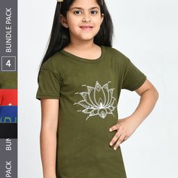 BAESD Girls Pack Of 4 Conversational Printed Cotton T-shirt-image-68