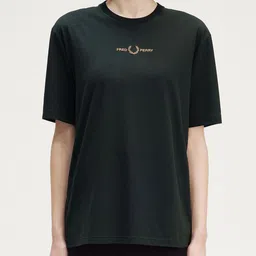 Fred Perry Women Typography Printed Round Neck Cotton Relaxed Fit T-shirt-40