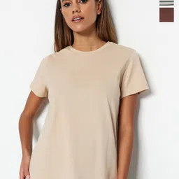 Trendyol Pack Of 3 Striped Round Neck T-shirt image 1
