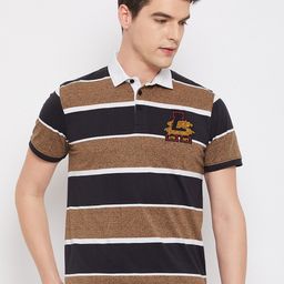 Club York Striped Polo Collar Cotton T-shirt-image-96