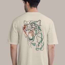 BULLMER Graphic Printed Round Neck Oversized Cotton T-shirt-image-45