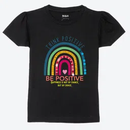Mast & Harbour Girls Black Typography Printed T-shirt-picture-44