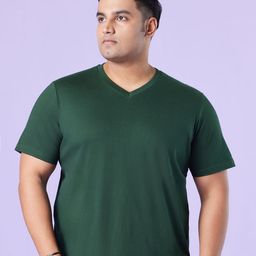 Big Hello - The Plus Life Men V-Neck Solid Cotton Plus Size Pure Cotton T-shirt-image-23