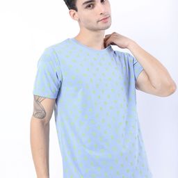 KETCH Men Blue Printed Slim Fit T-shirt-image-47