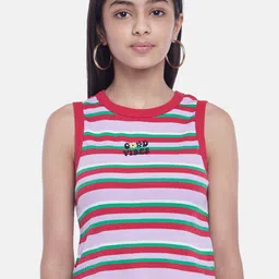 Coolsters by Pantaloons Girls Pink & Red Striped Cotton T-shirt-picture-28