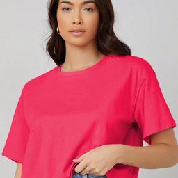 Kotty Women Solid Round Neck T-shirt-image-75