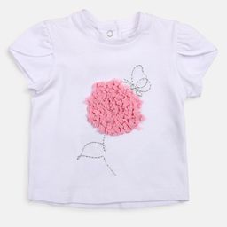 Chicco Infants Girls Floral Motif Emblished Petal Sleeve Cotton T-shirt-image-30