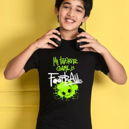 NUSYL Boys Black Typography Printed T-shirt-image-3